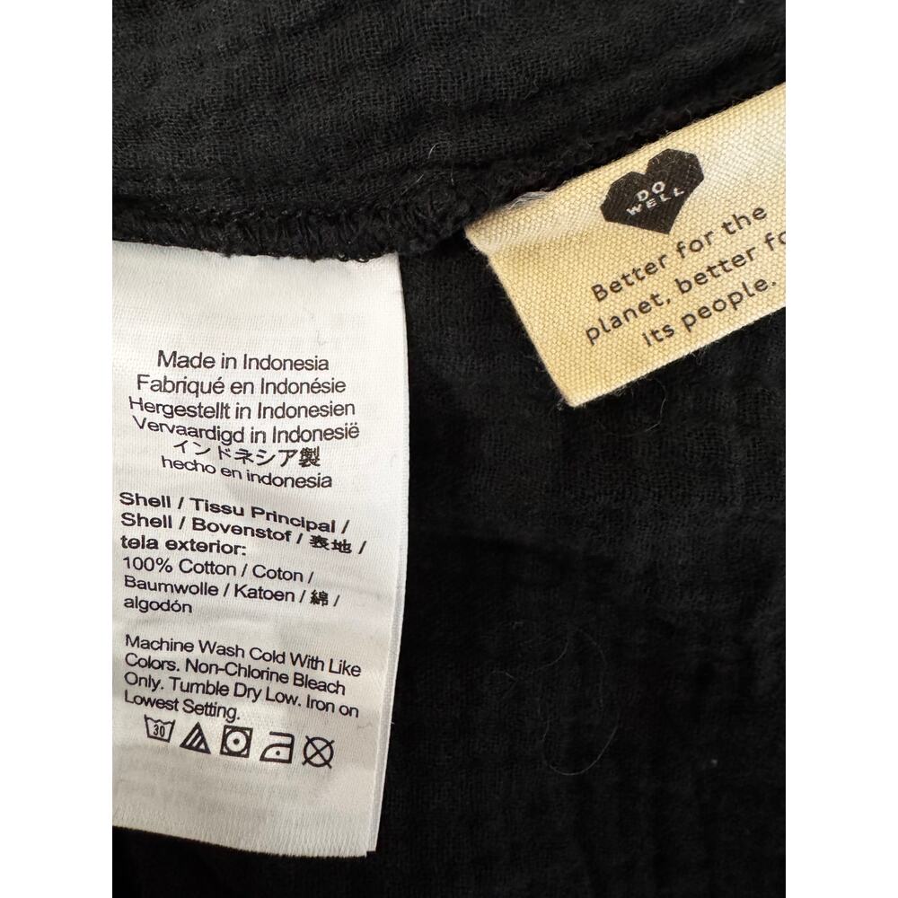 MADEWELL Women's Black V Neck Puff Sleeves Cotton Smocked Midi Dress Size XS - Picture 9 of 10